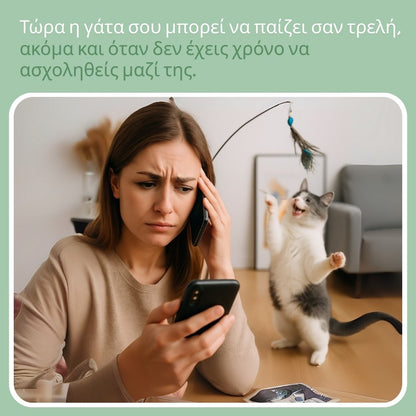 Διαδραστικό παιχνίδι για γάτες, με φτερά, αναρτημένο και αναπηδητικό