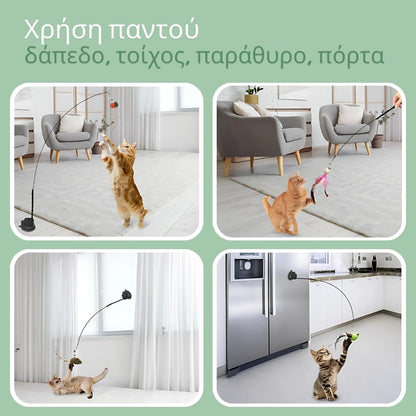 Διαδραστικό παιχνίδι για γάτες, με φτερά, αναρτημένο και αναπηδητικό