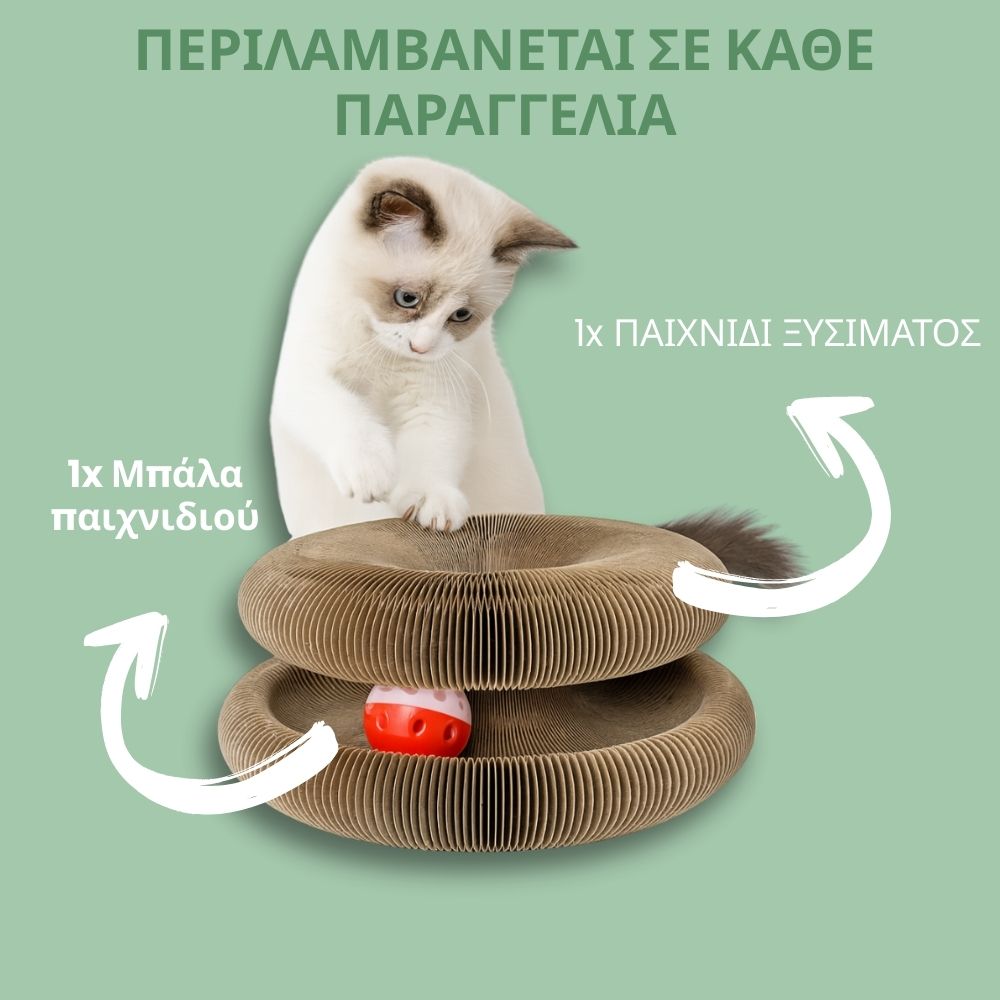 Διαδραστικό ξυστράκι γάτας με μπάλα συμπεριλαμβανόμενη
