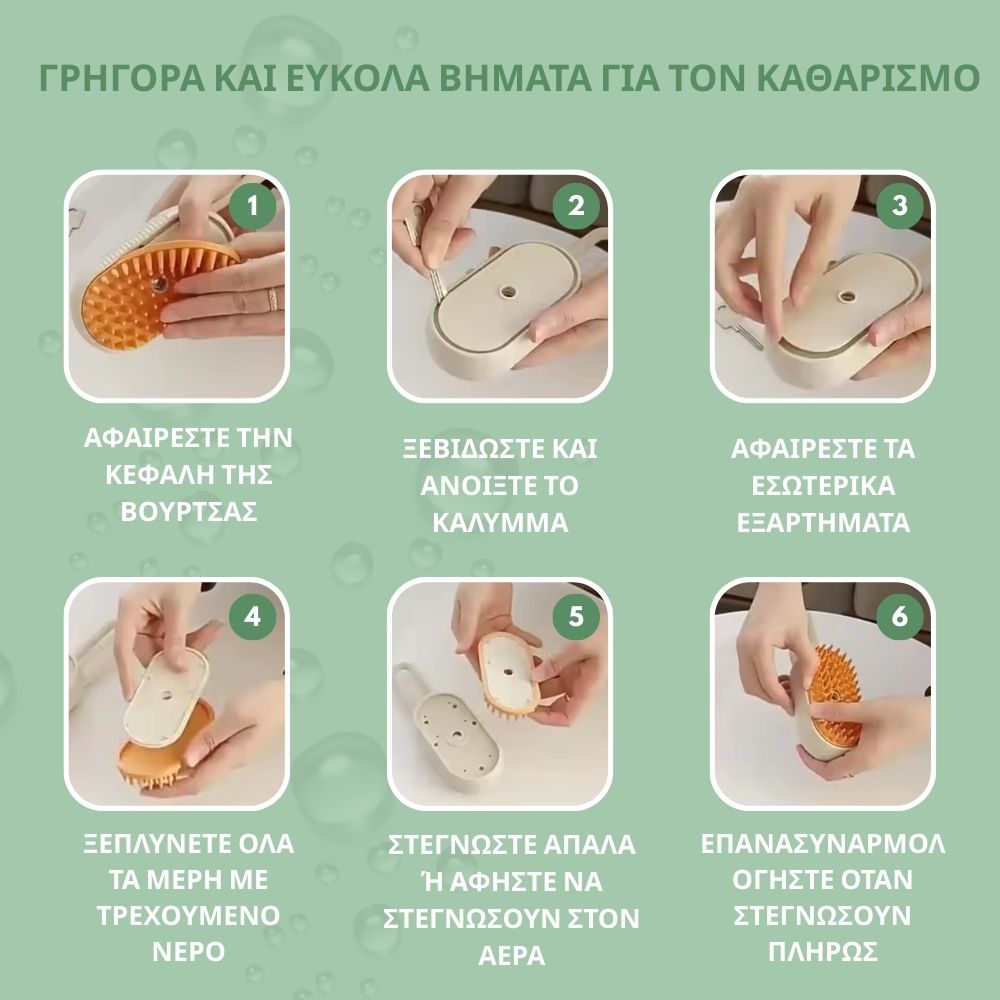 Πολυχρηστική Βούρτσα Ατμού 4‑σε‑1 για γάτες