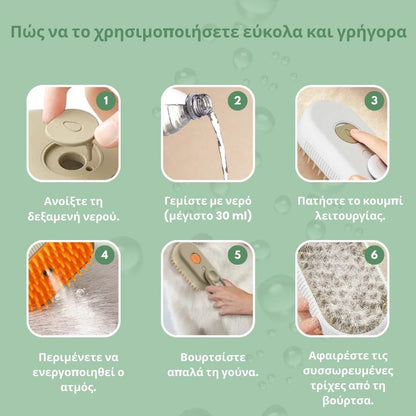 Πολυχρηστική Βούρτσα Ατμού 4‑σε‑1 για γάτες